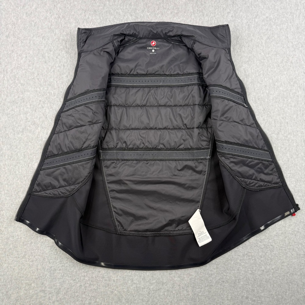 Castelli Cycling Vest Mens Large Silver Aria Quilted Core Warmer Full Zip - Picture 7 of 13